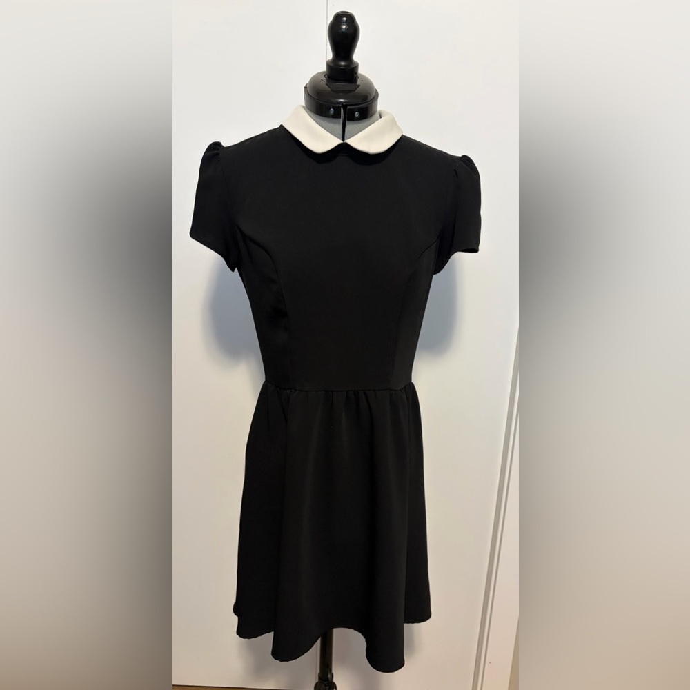 Topshop Black Mini Dress with White Collar size us 2
